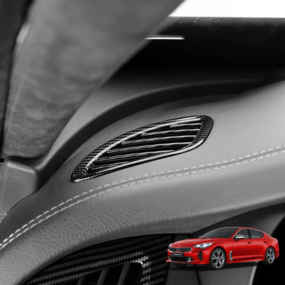For Kia Stinger 2018-2022 Carbon Fiber Dashboard Upper Air Outlet Cover Air Conditional Defrost Vent Grill Trim Frame LHD/RHD