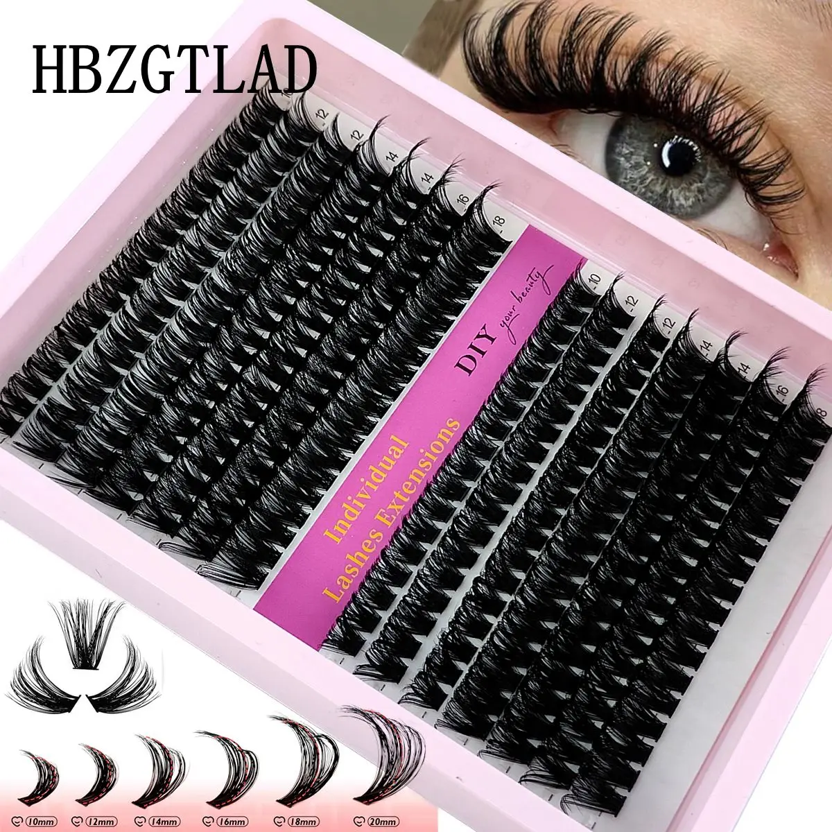 60D/80D/100D Mix Tray Eyelash Clusters 10-18mm Mix Wispy Individual Lashes Extensions 266/280pcs DIY Mink False Eyelashes Makeup