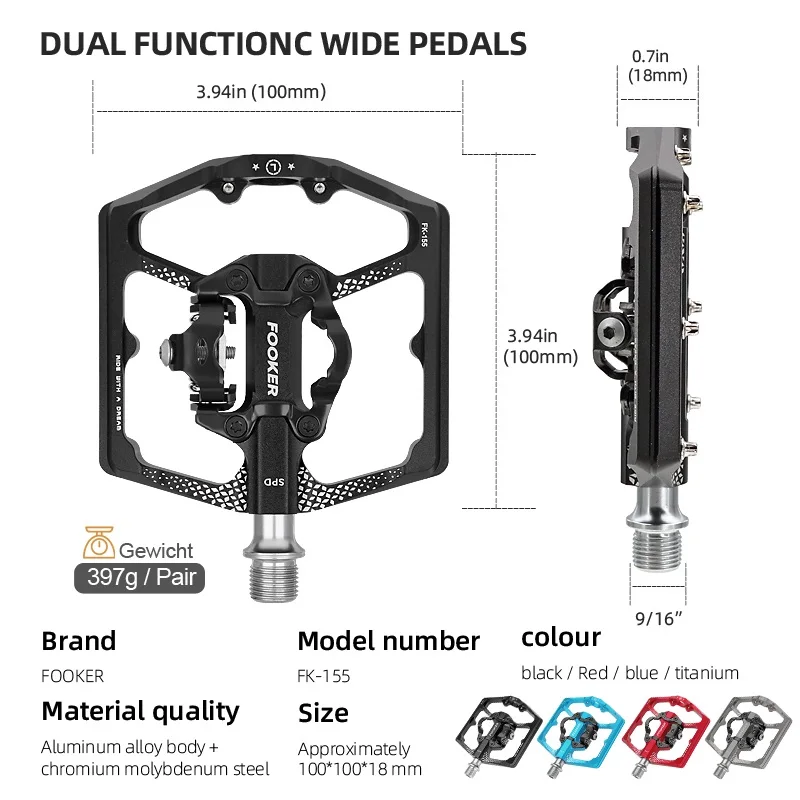 Self-locking Pedal 3 Bearings Wide Bicycle Pedals Ultralight Anti-slip CNC  MTB Road SPD Bike Pedal Waterproof  Bicycle Parts