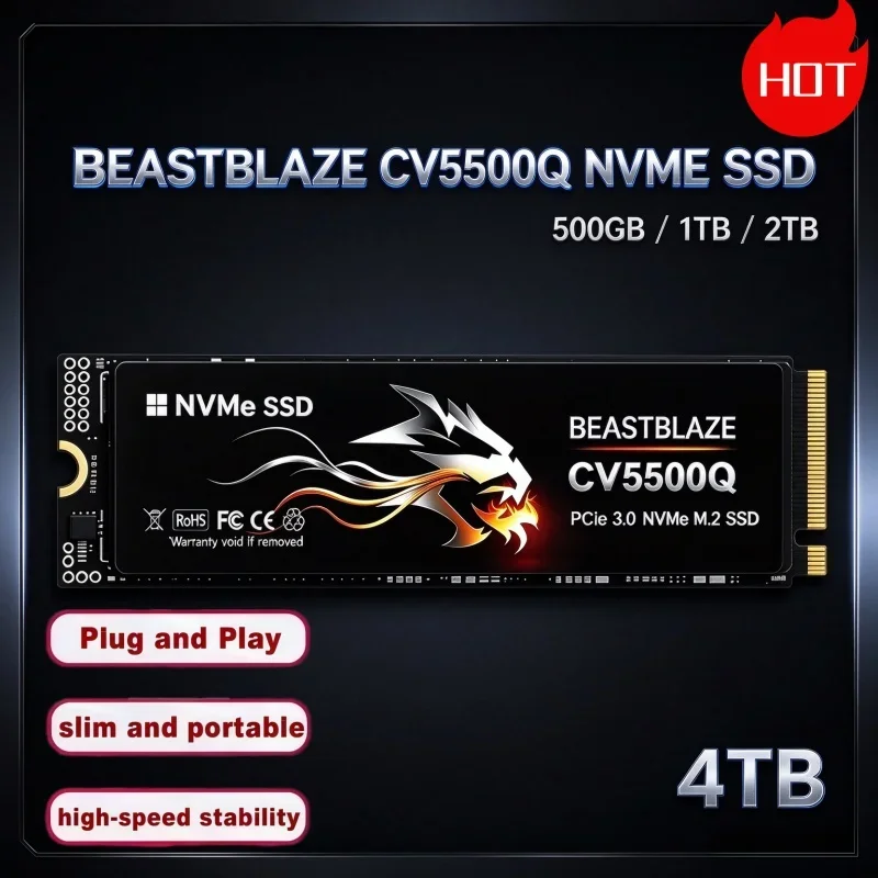 CV5500Q M.2 2280 SSD NVMe, PCIE 3.0 X2, 3D Nand TLC, unidade de estado sólido interna para jogos, 500 GB, 1 TB, 2 TB, 4 TB, para portátil e PC de secretária.