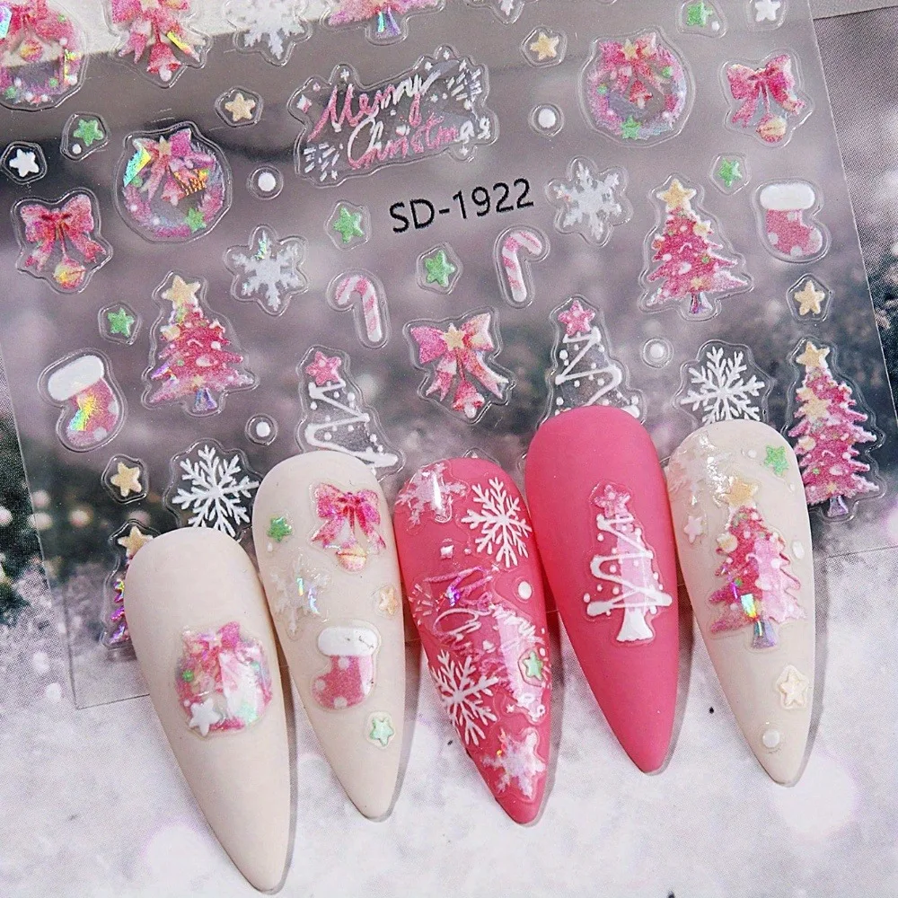 Autocollants pour ongles flocon de neige de noël, 2 pièces, faciles à appliquer pour la décoration des ongles, bricolage, cadeaux, fête et maquillage de mariage