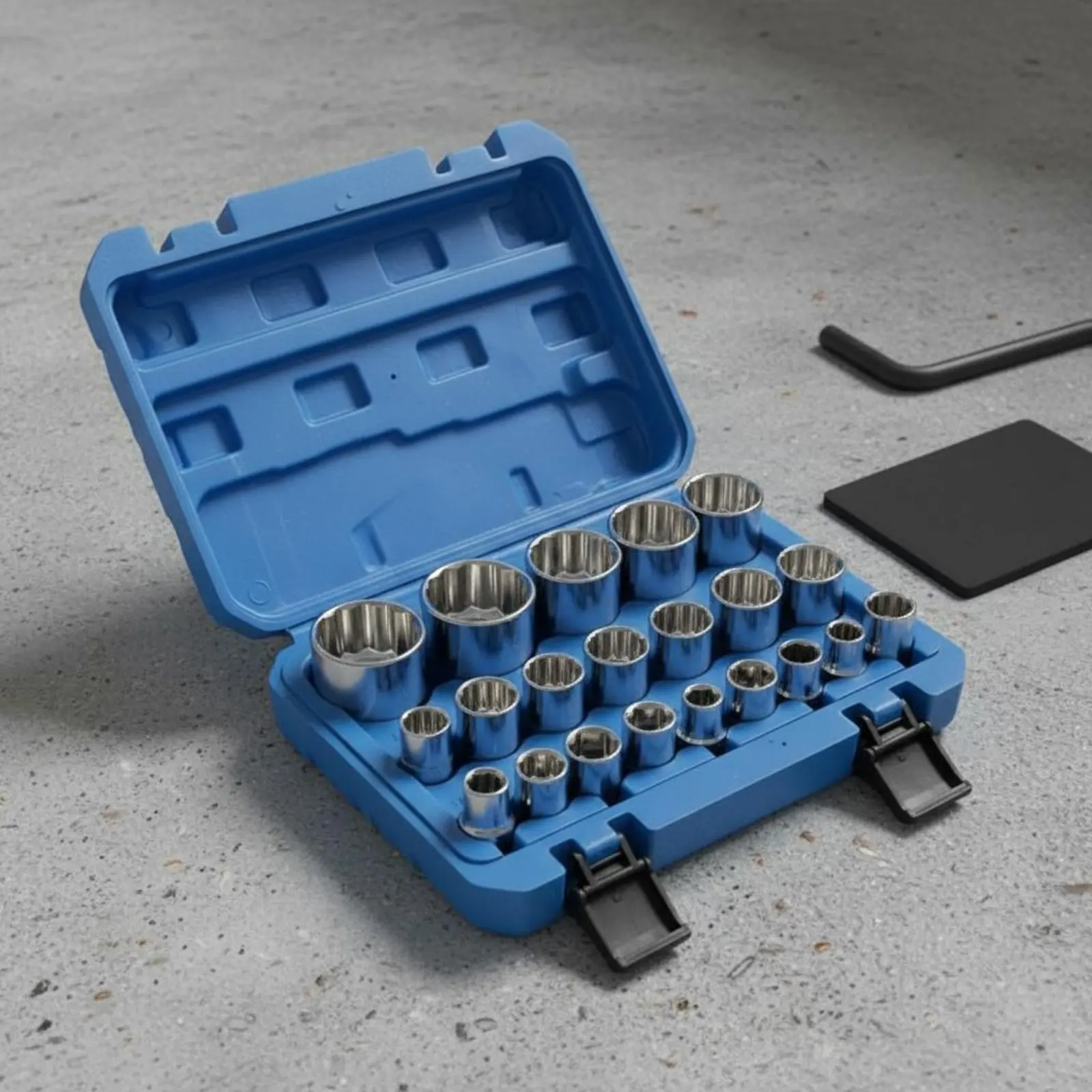

19 Pieces 1/2 Inch Drive Socket Set Heavy Duty Drive Socket Set Mechanics Tool Kit Heat-Treated Steel Chamfered Ends for Garage