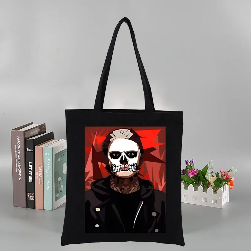 Evan Peters Skull Ahs Roanoke Canvas Bag Casual Large Hand Bags For Women Ladies Shopping Handbag Large Capacity Bag