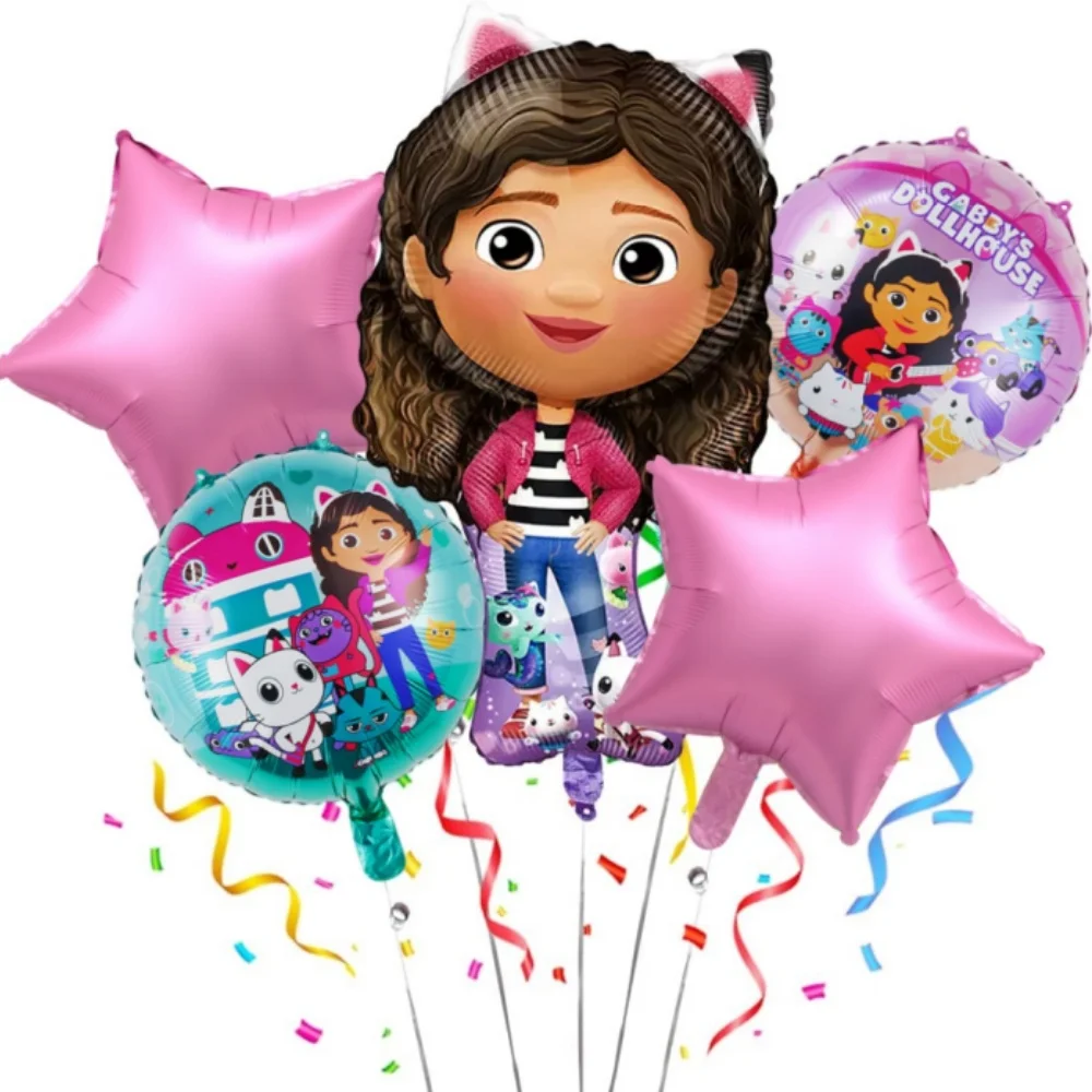 Gabby Dollhouse Cats Birthday Decoration Balloons Gabby\'s Doll Aluminum Foil Helium Balloon Baby Shower Kids Girl Toy Globos Set