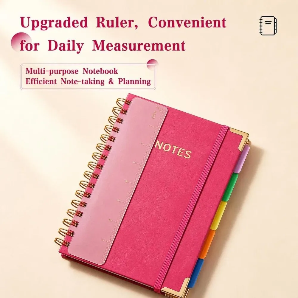 A5 Hardcover Spiral Notebook Removable Dividers 300 Pages Journal Notebook Leather Cover Spiral Bound Notebook College Ruled