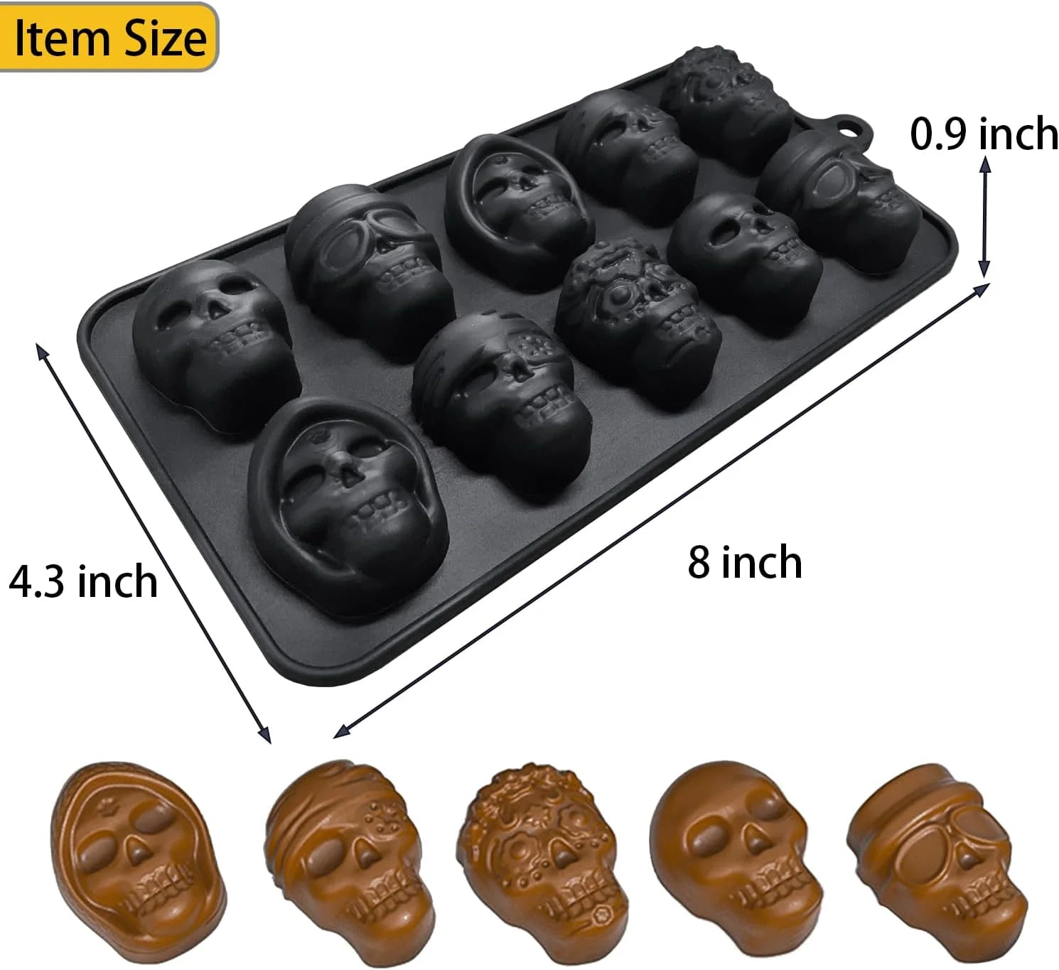 10 Holes Skull Chocolate Mould Silicone Skull Candy Moulds