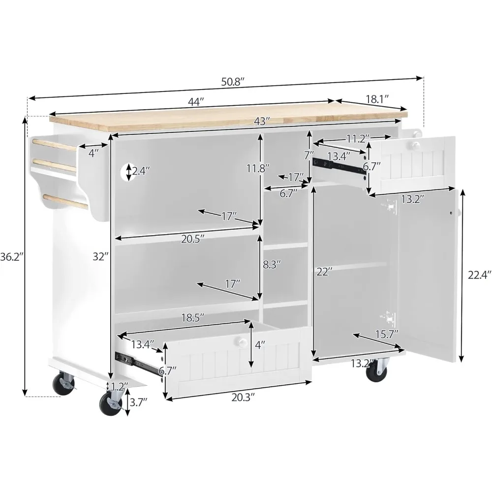 عربة جزيرة المطبخ مع خزانة تخزين و5 عجلات دوارة، عربة طعام محمولة مع سطح مكتب من الخشب الصلب وخزانة الميكروويف، برتقة