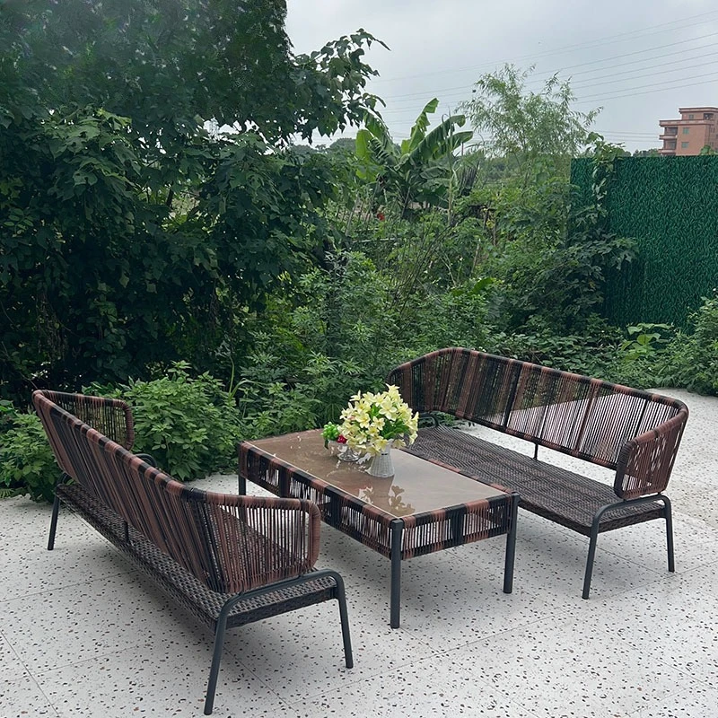 

Outdoor sofa rattan sofa chair triple combination outdoor leisure waterproof sunscreen rattan rattan art courtyard terrace furni