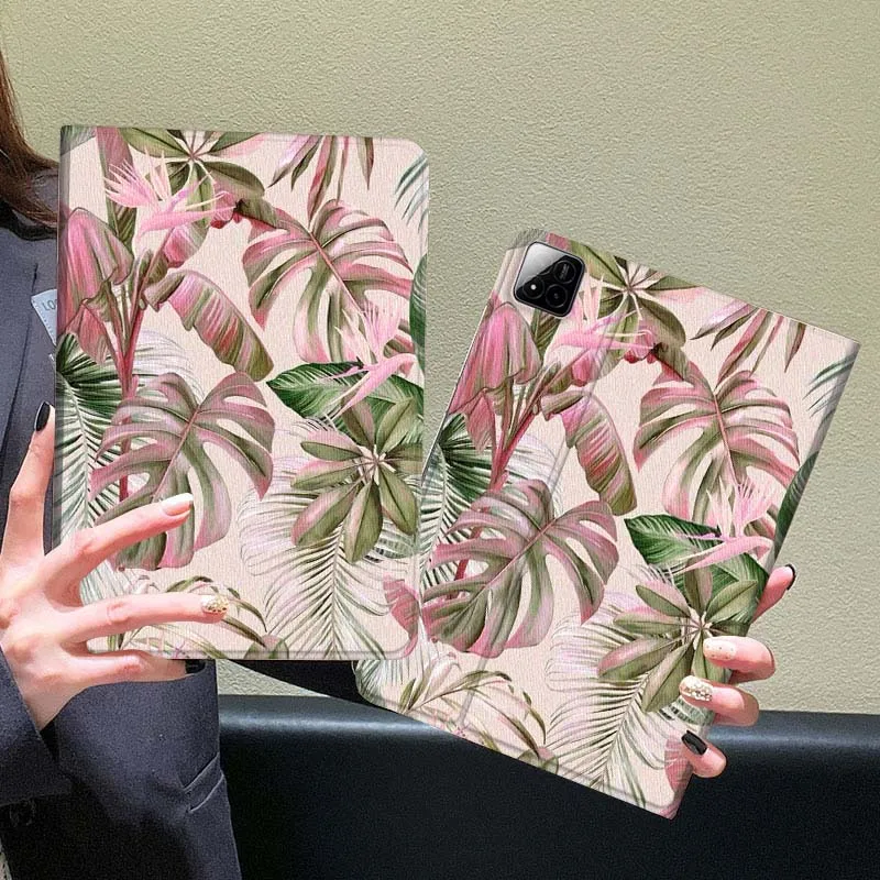 

Pink Tropical Leaf Pattern For Xiaomi Redmi Mi Pad 5 6 6s 7 SE Pro Max Ultra 12.4 12.5 14 inch Tablet Case