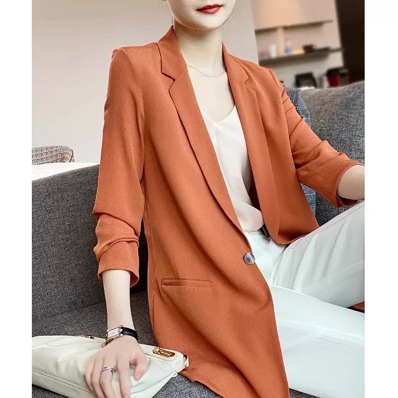 2022 Mode Een-Knop Pak Jassen Vrouwen Kleding Zomer Nieuwe Casual Slim Blazers Jassen Office Lady Tops JP355