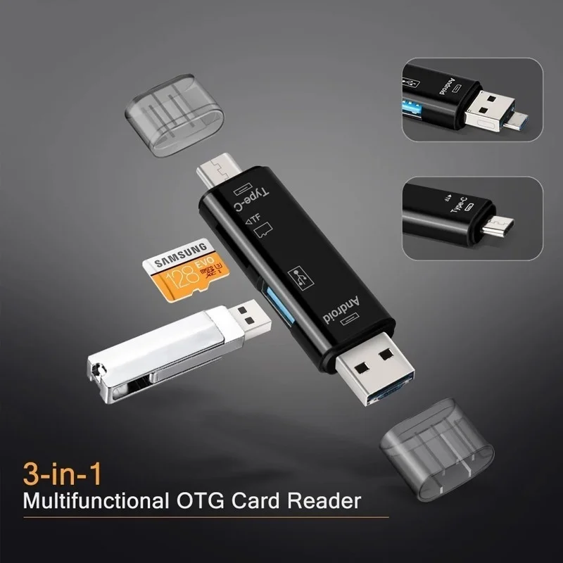 5 في 1 متعددة الوظائف Usb 2.0 نوع C/Usb/مايكرو Usb/Tf/SD قارئ بطاقات الذاكرة USB OTG قارئ بطاقات محول ملحقات الهاتف المحمول
