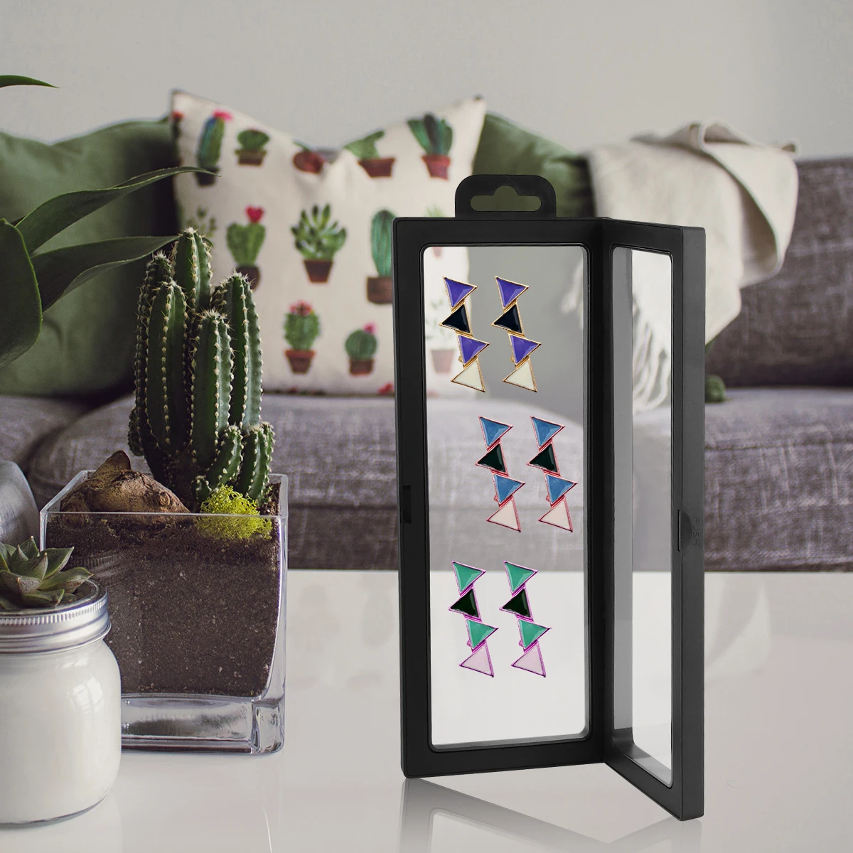 

2 Pcs Transparent Display Stand Jewelry Organizer Clear Frame Floating Holder The Medal PE Plastic Storage Case for