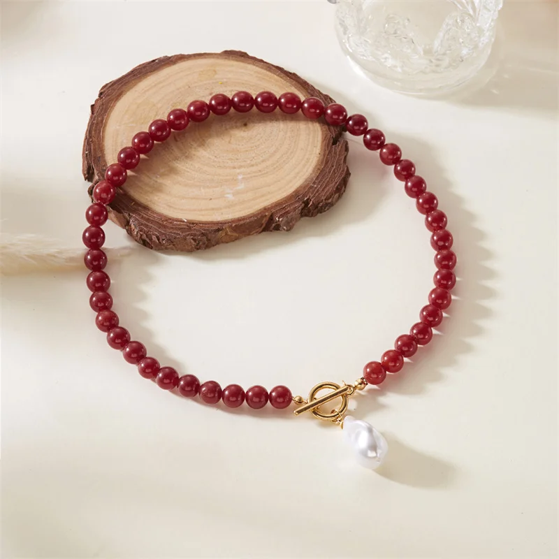 Handgefertigte böhmische Perlenimitat-Anhänger-Halskette, Quarz-Amethyst-Perlen, unregelmäßiges zerkleinertes Stein-Design für Party-Geschenk – Detail 15