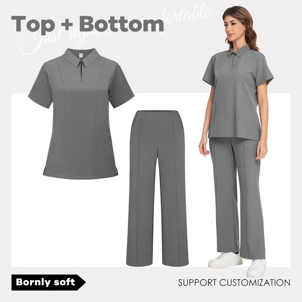 Washing clothes Quick-drying elastic short-sleeved operating room male and female doctors Nurse overalls Surgical clothes