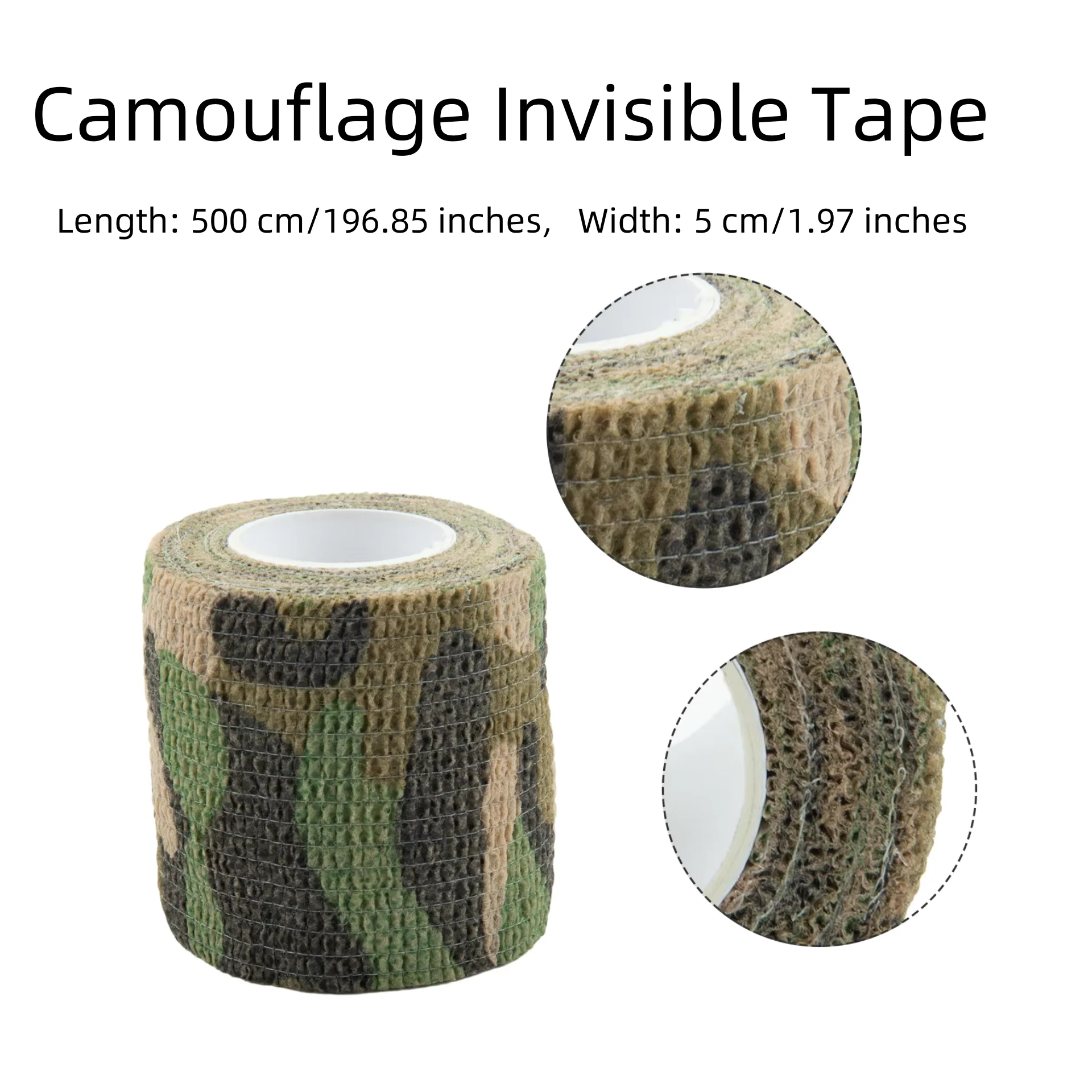 

Reusable Self-Cling Camouflage Tape - 5cmx4.5m Camo Form Fabric Invisible Wrap For Hunting -Rifle & -Tactical Accessories