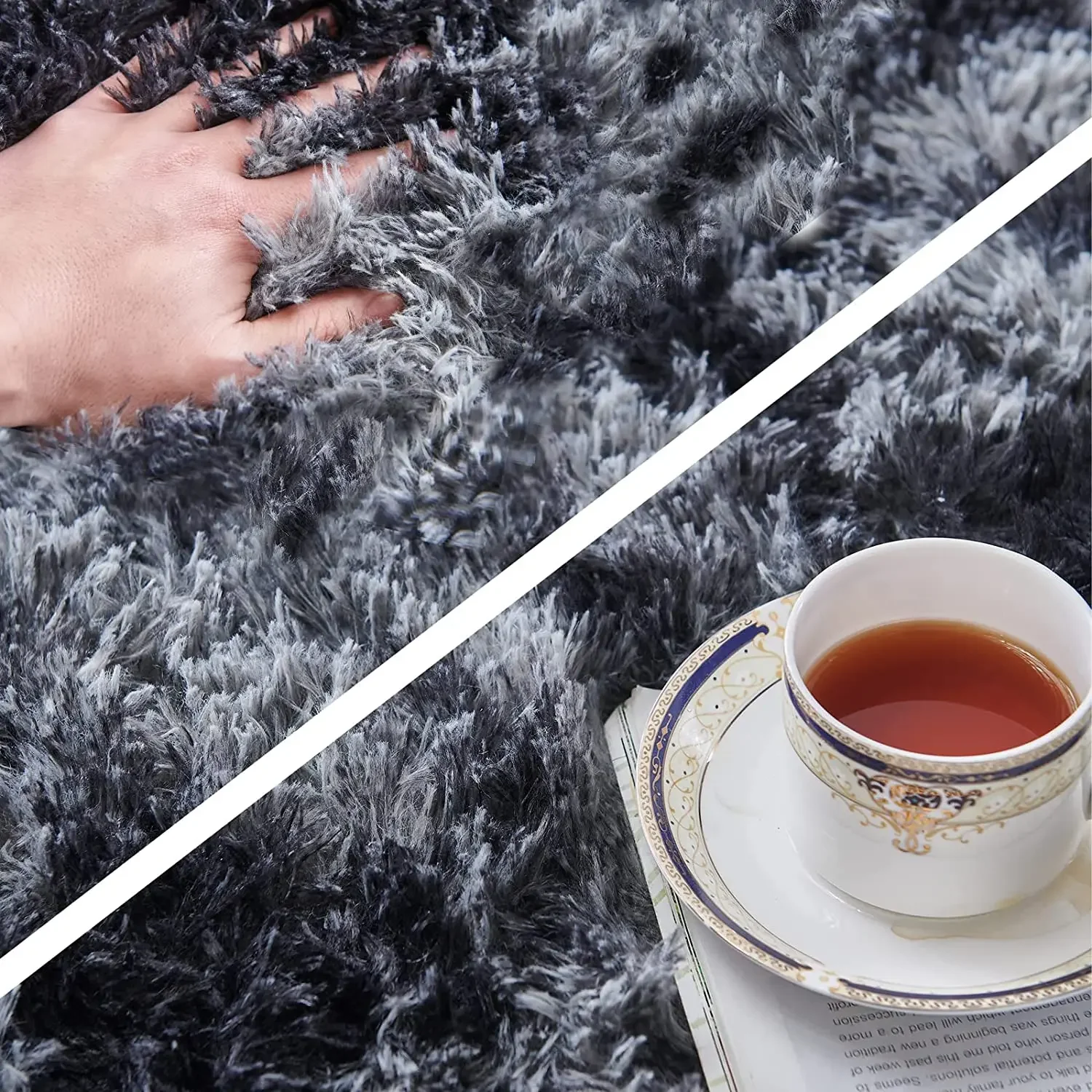 Tapis optique super doux et chaud pour salon, peluche lea, chambre d\'enfant, sol moelleux, décor à la maison, polymères shaggy, velours lea, hiver