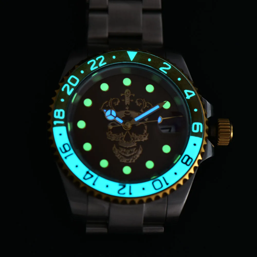 Customized personalized logos can be printed or metal logos for NH35/NH38/NH70/Miyota 8285/VK63/VK64 men's luxury watches view 5