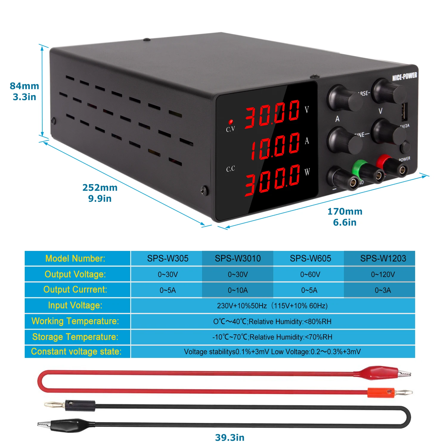 Laboratory DC Power Supply 30V 10A 300W Adjustable Maintenance Workbench quick charging Voltage Current Regulator USB Interface