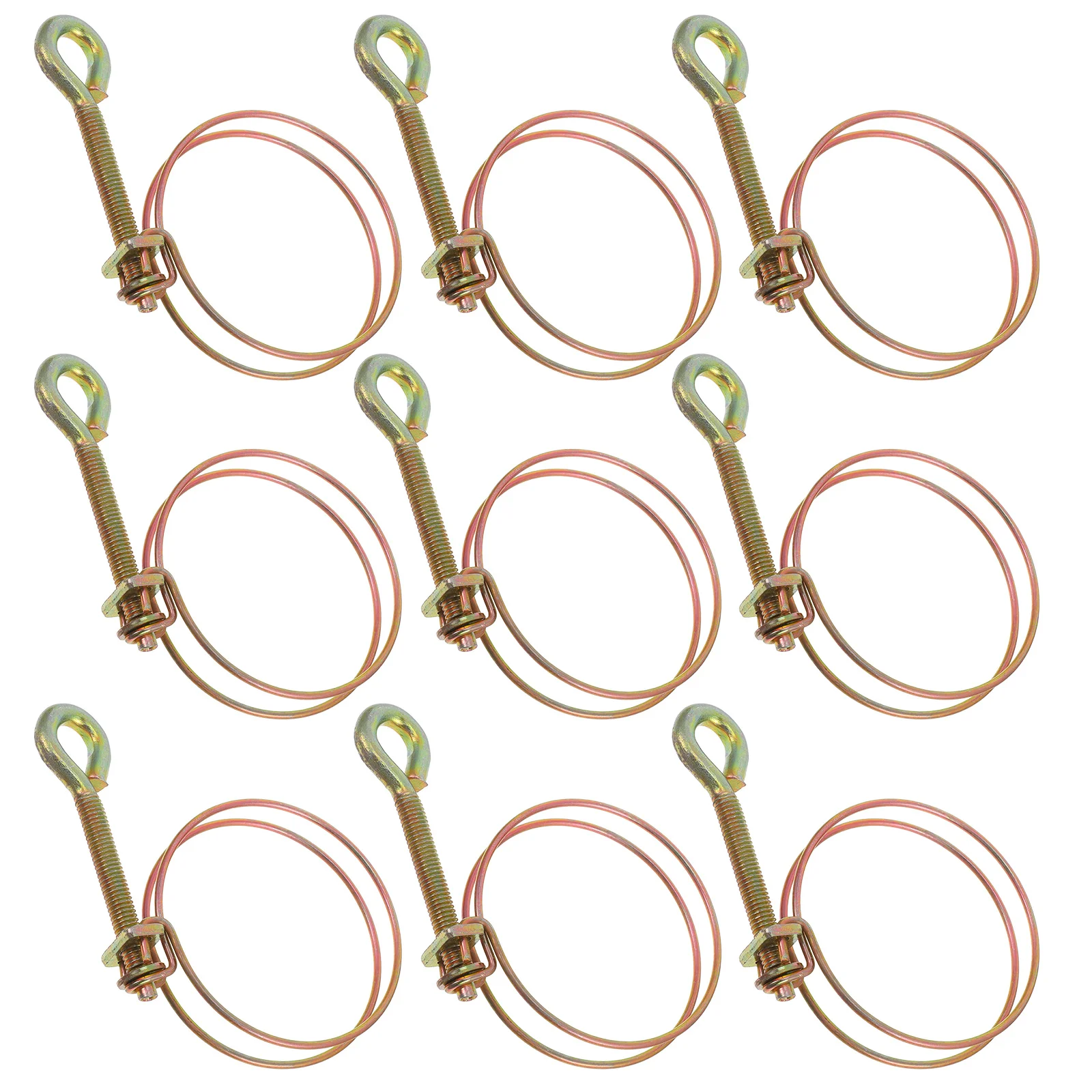 

12 Pcs Pipeline Double Wire Throat Hose Galvanized Iron Adjustable Water Clamps
