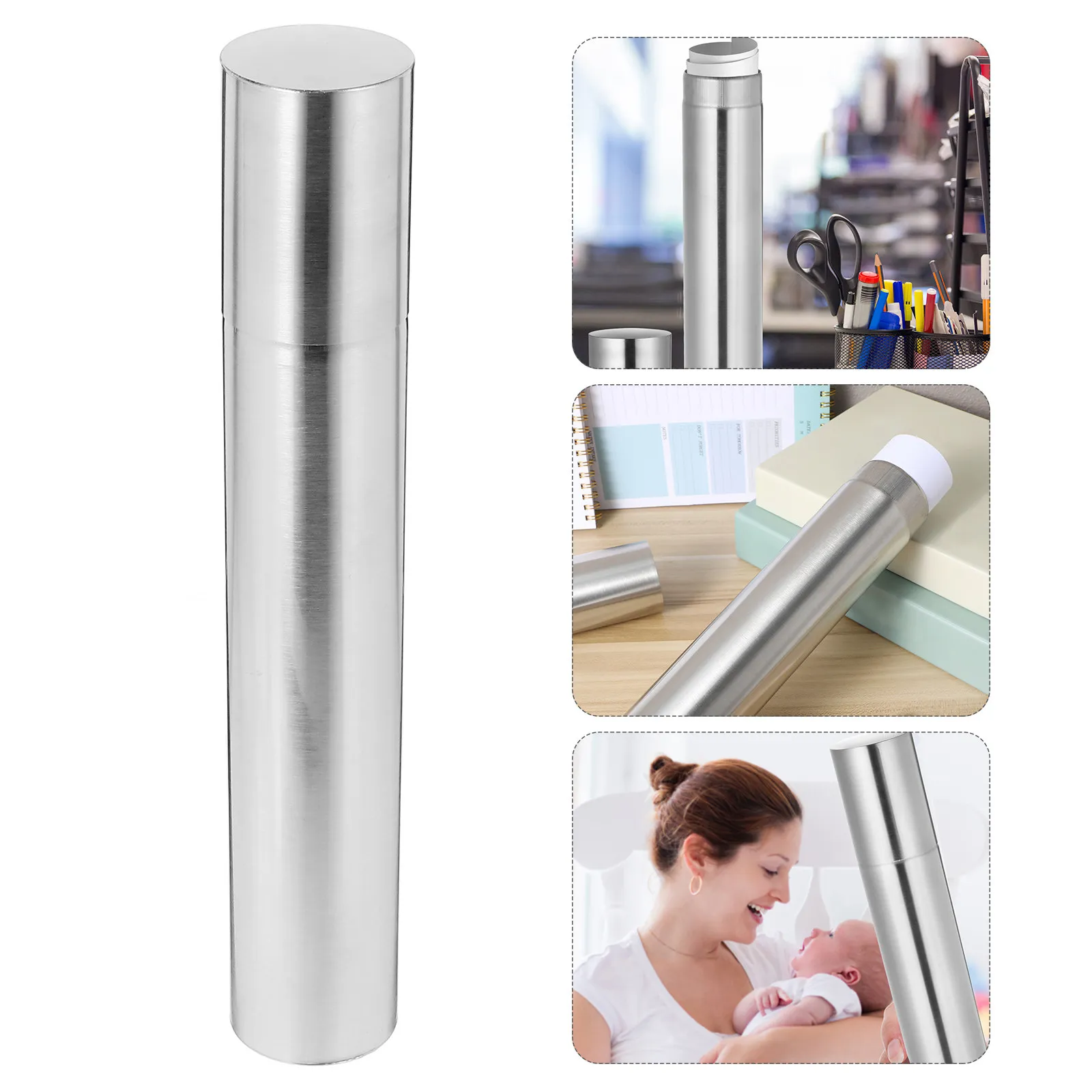 

Stainless Steel Storage Tube Birth Certificate Protector Document Organizer Diploma Case Mailing Tube for Posters Files