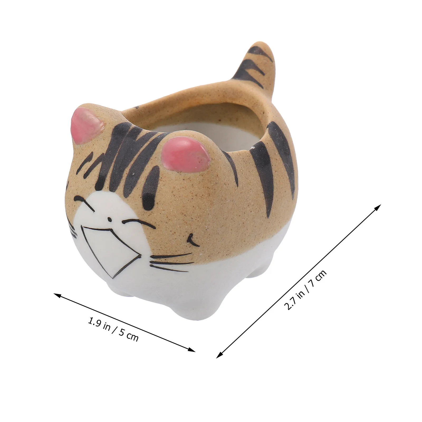 5pcs Non-Toxic Ceramic Cat-Shaped Succulent Planters with Drainage Holes for Indoor Outdoor Desktop Use