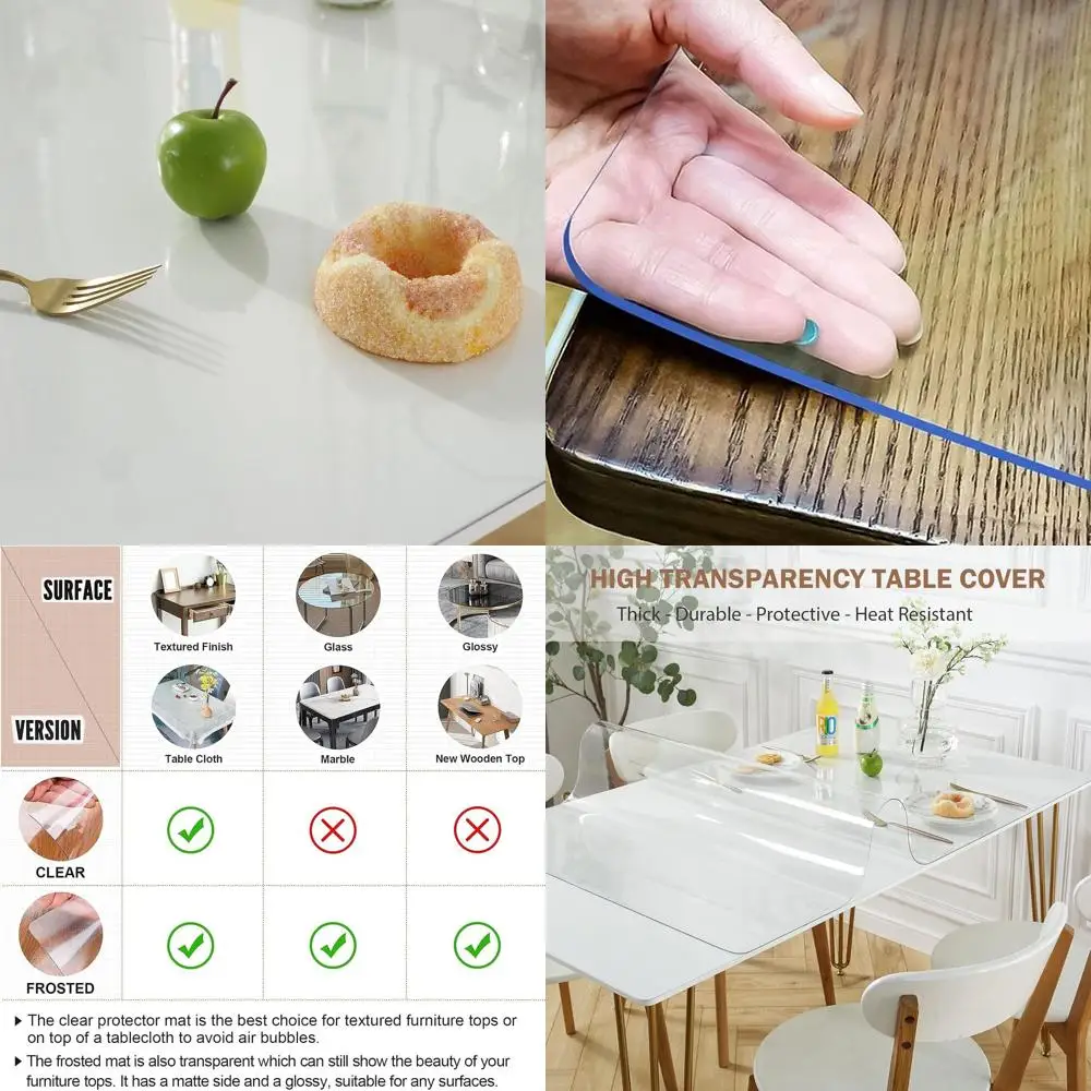 

Clear 1.5mm Thick Plastic Table Protector, 48x72 for Dining and Home Tables