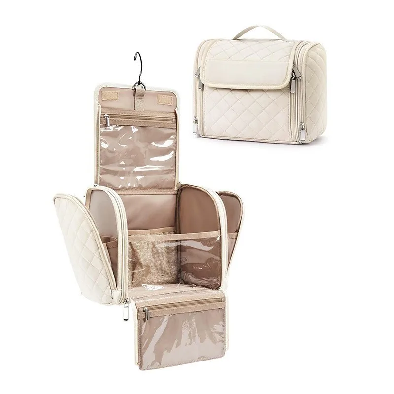 Makeup Bag for Women with Hanging Hook, Large Portable Capacity Water-resistant Organizer Travel Case
