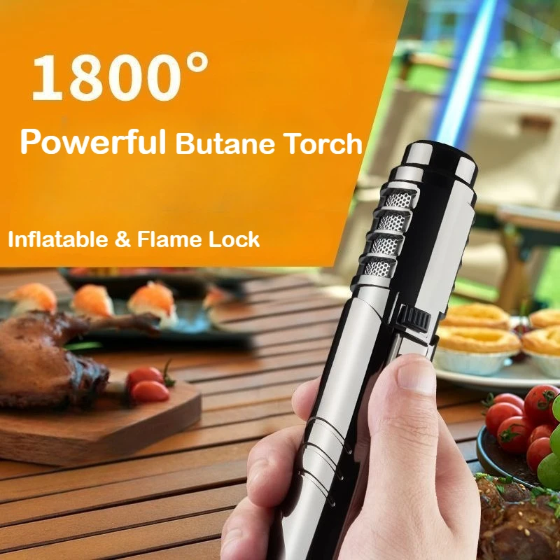 

1800c° High Temperature Spray Gun Butane Gas Lighter Metal Outdoor Windproof Blue Powerful Flame Torch Jet Lighter Welding Tool