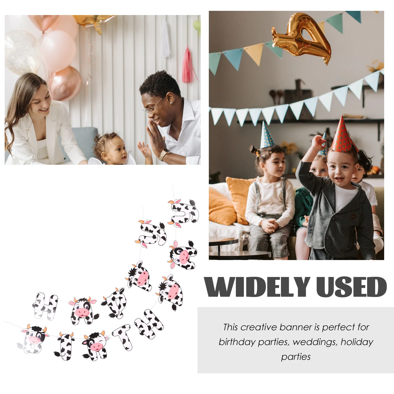 

Farm Animals Birthday Banner Party Decorations Kids Cake Ornaments Cow Themed Hanging Supplies Photo Props Happy Signs