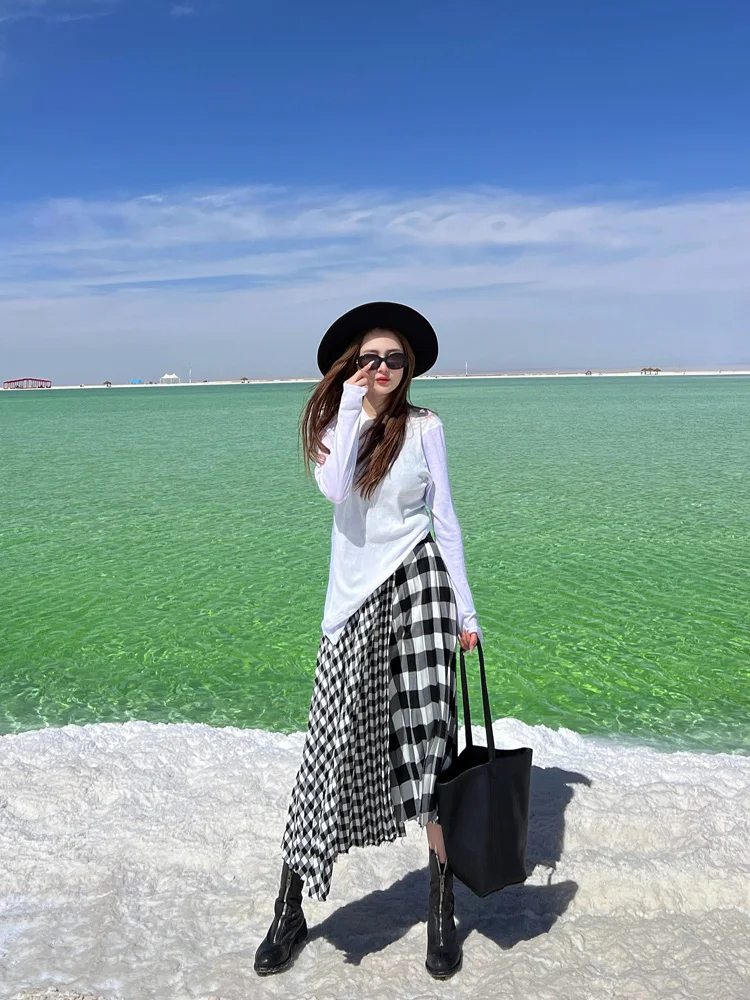 

LADYC Ultra Soft Pure Cotton Casual Faion Versatile Mid-Length Long Sve T-irt Base irt for All Seasons Ladies' Tops