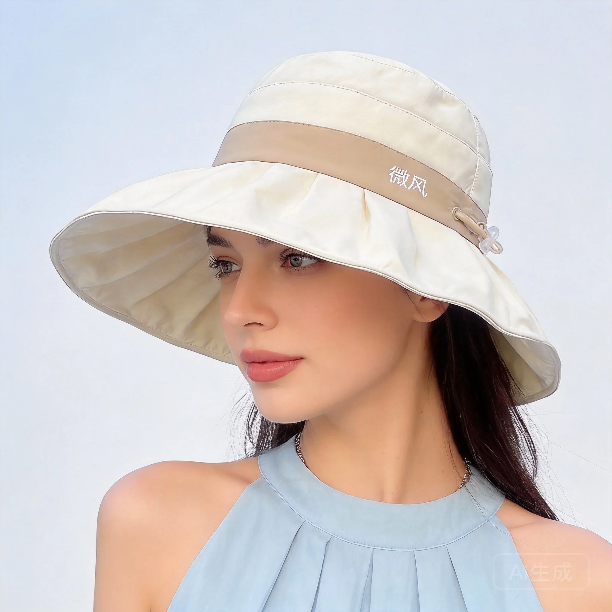 2026 New Arrival Summer Uv Protection Wide Brim Bucket Hat For Women 100 Cotton Adjustable Sun Hat Outdoor Travel Beach Sunscree