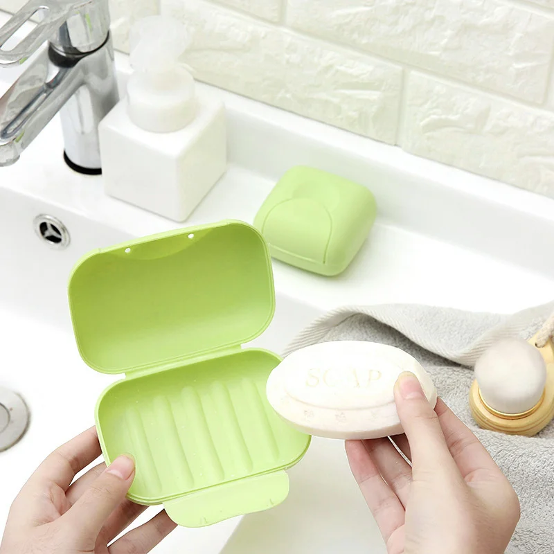 Portable Travel Soap Box Container Bathroom Acc Home Plastic Soap-Boxes with Cover Small/big Sizes Candy Color Soaps Dish Holder