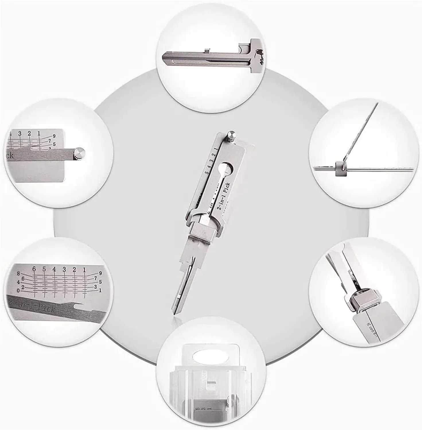 Key Decoder Precision Hook and Pick Set, manutenção do carro, ferramenta de medição manual, O-ring Pickup Repair Kits, 2-em-1, SS001