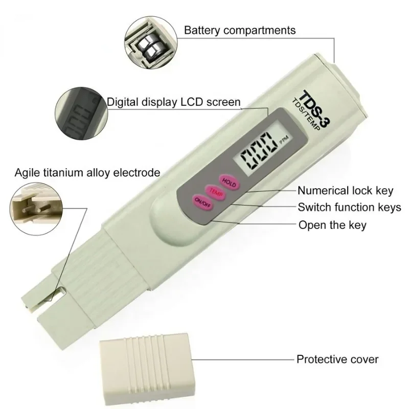 

TDS-3 PPM Temperature Water Hardness Tester Hold Pen Type Digital TDS Meter