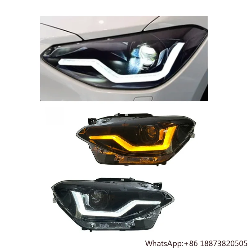 

Обновленная фара F20 для BMW 1 серии 2012-2015 116i 118i 125i Светодиодная фара DRL Объектив проектора Динамические указатели поворота Автомобильные фары