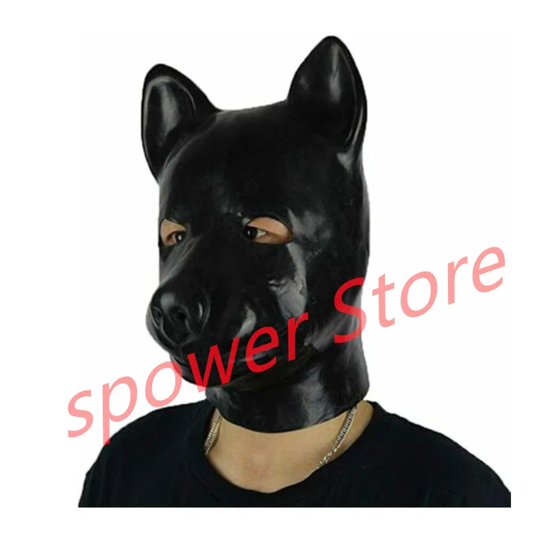 

Natural Latex Full Head Latex Hoods Rubber Mask Fetish Cosplay Dog Hood 54-57CM Head Around