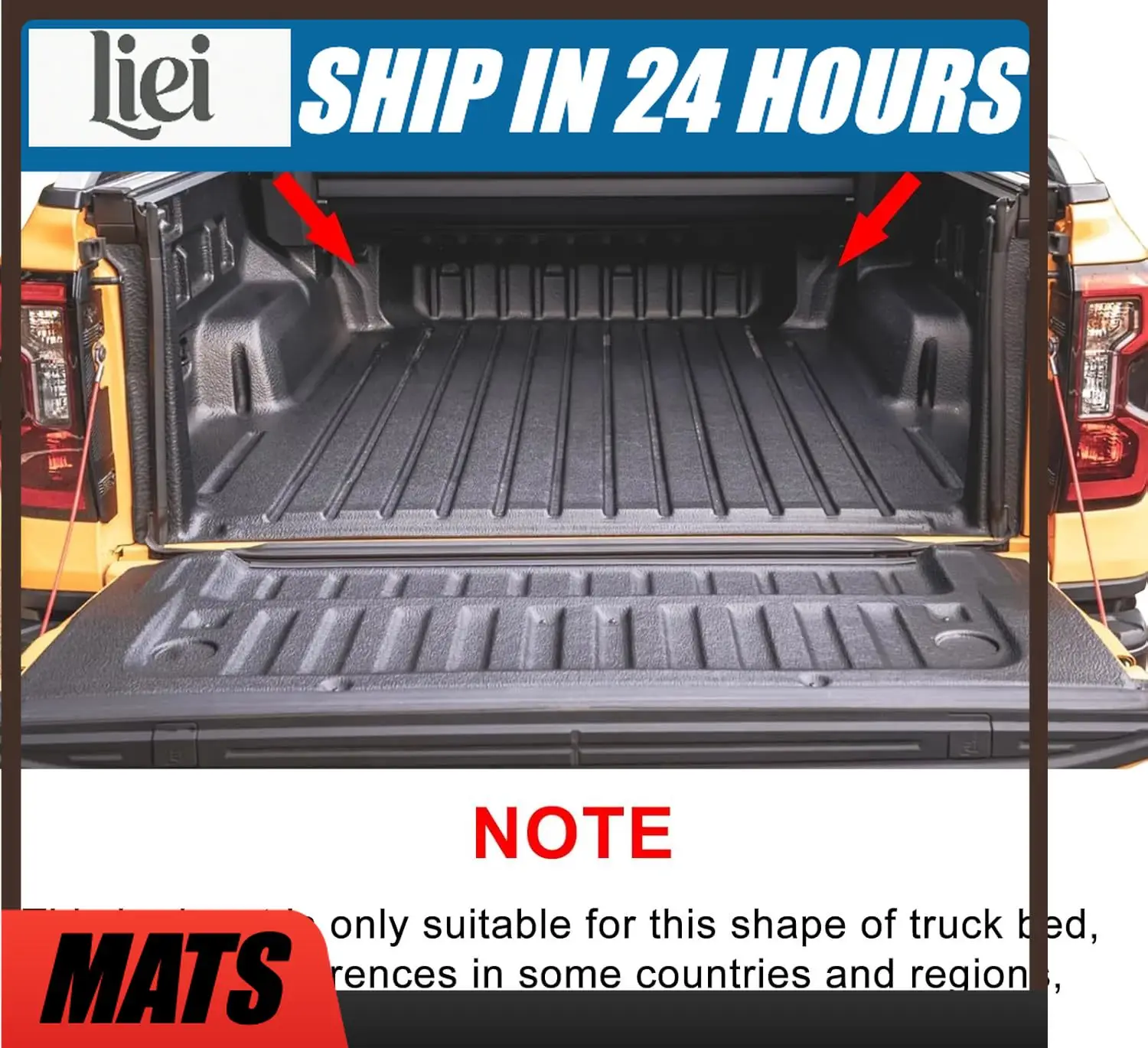 LIEI para Ford Ranger 2024 2025 Versión EE. UU. (no compatible con la versión China) compatible con camionetas de 5FT 59.6 Bed, revestimiento de caja de camioneta, revestimiento de caja de maletero, negro