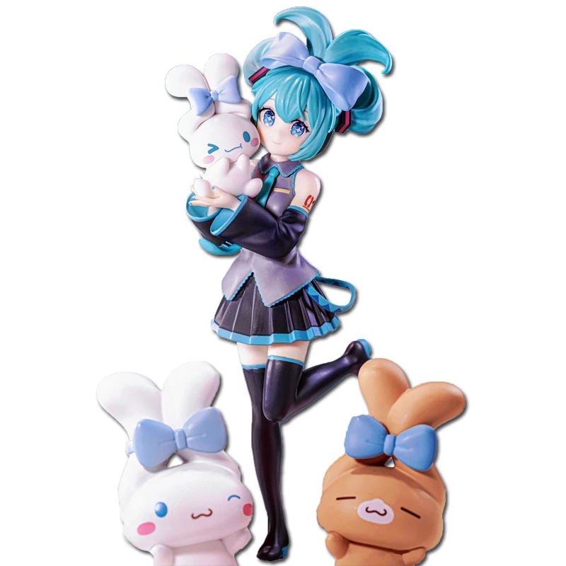 20CM Anime Hatsune Miku X Cinnamoroll Figure Anime Peripheral Collectible Models Decorative Decorations Children Kawaii Gift