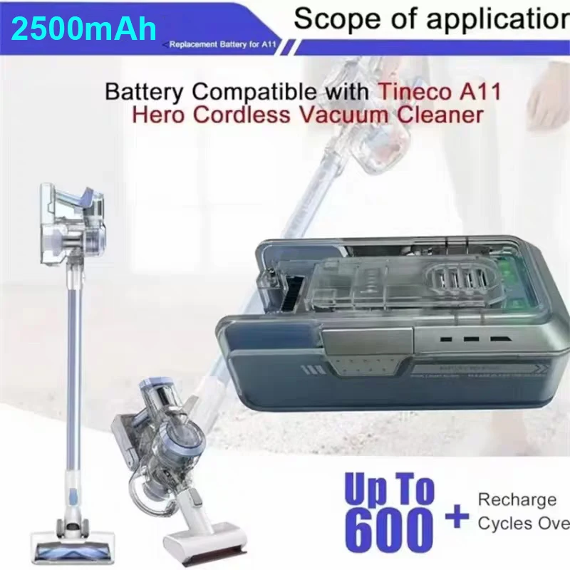 

100% Оригинальная литий-ионная аккумуляторная батарея 21.6V 2500mAh A11-06 для пылесосов Tineco A11 Hero/EX/Master/Pet, перезаряжаемая батарея