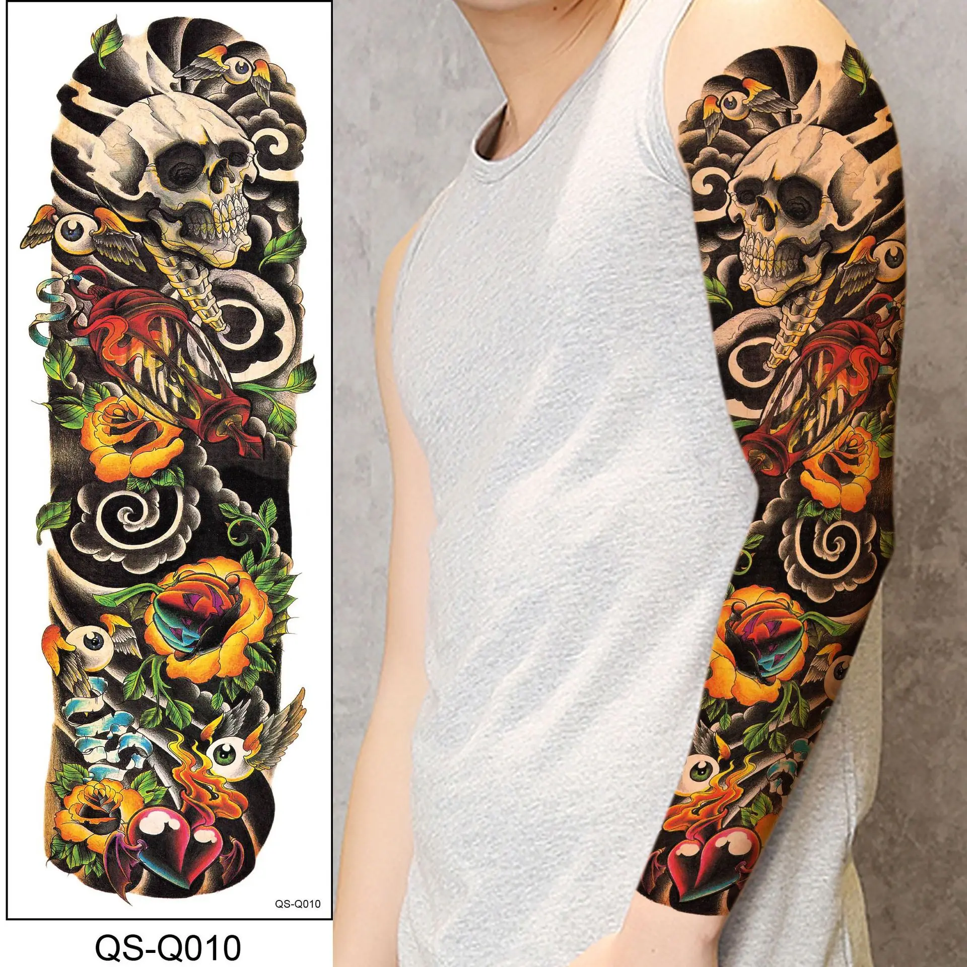 Tattoo Temporary Waterproof Men Sleeve Full Arm Leg Lobo Koi Skull Japanese Succubus Totem Sexy Big Transfer Tattoos Stickers