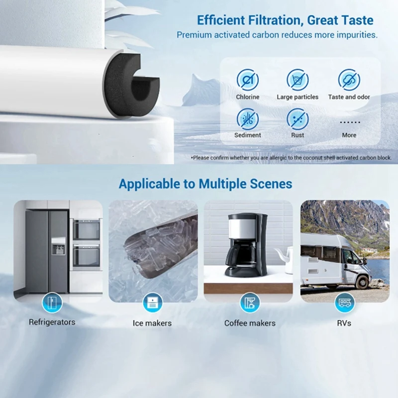 DA29-10105J Inline Water Filter Universal Refrigerator Filter  Coconut Shell Activated Carbon Rod Filter  4 Pcs