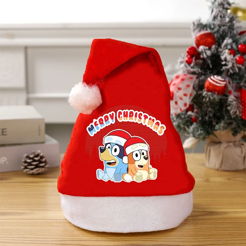 Blueyi Bingo Christmas Hats Anime Cartoon Non-woven Fabric Santa Claus Xmas Cap Merry New Year Party Festival Decoration Gifts