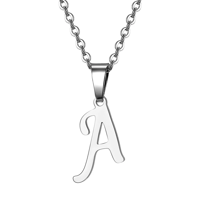 IFKM Edelstahl Initial A-Z Großbuchstaben Anhänger Halskette für Frauen Männer Alphabet Kette Halsketten Mode Schmuck Geschenk