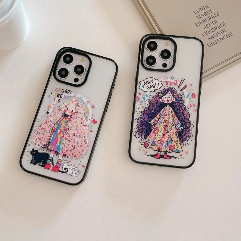 

Beautiful Girl 2.0 Acrylic Upgrade Border MagSafe Phone Case Cover for IPhone 12 13 14 15 Pro Max Case for IPhone 15 Pro Max