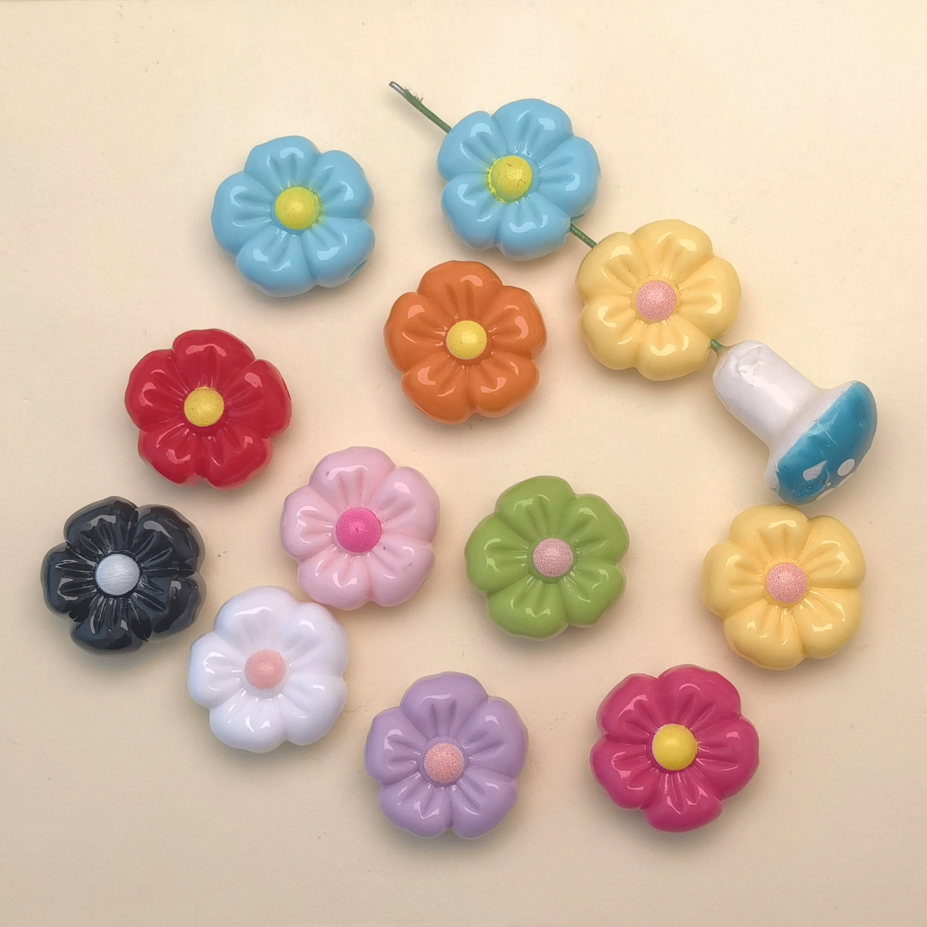 Solid Colors Acrylic Jewelry Flowers Beads Fit Grils Necklace Bracelet Ornament Accessories Crafts