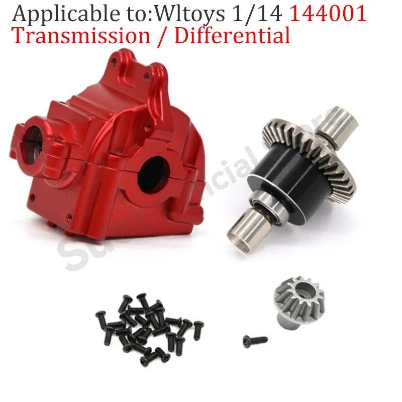 Wtoys 144001 Upgraded Metal Modification Parts, Gearbox Gears Differential, Transmission Shaft Shock-absorbing Tires Accessories