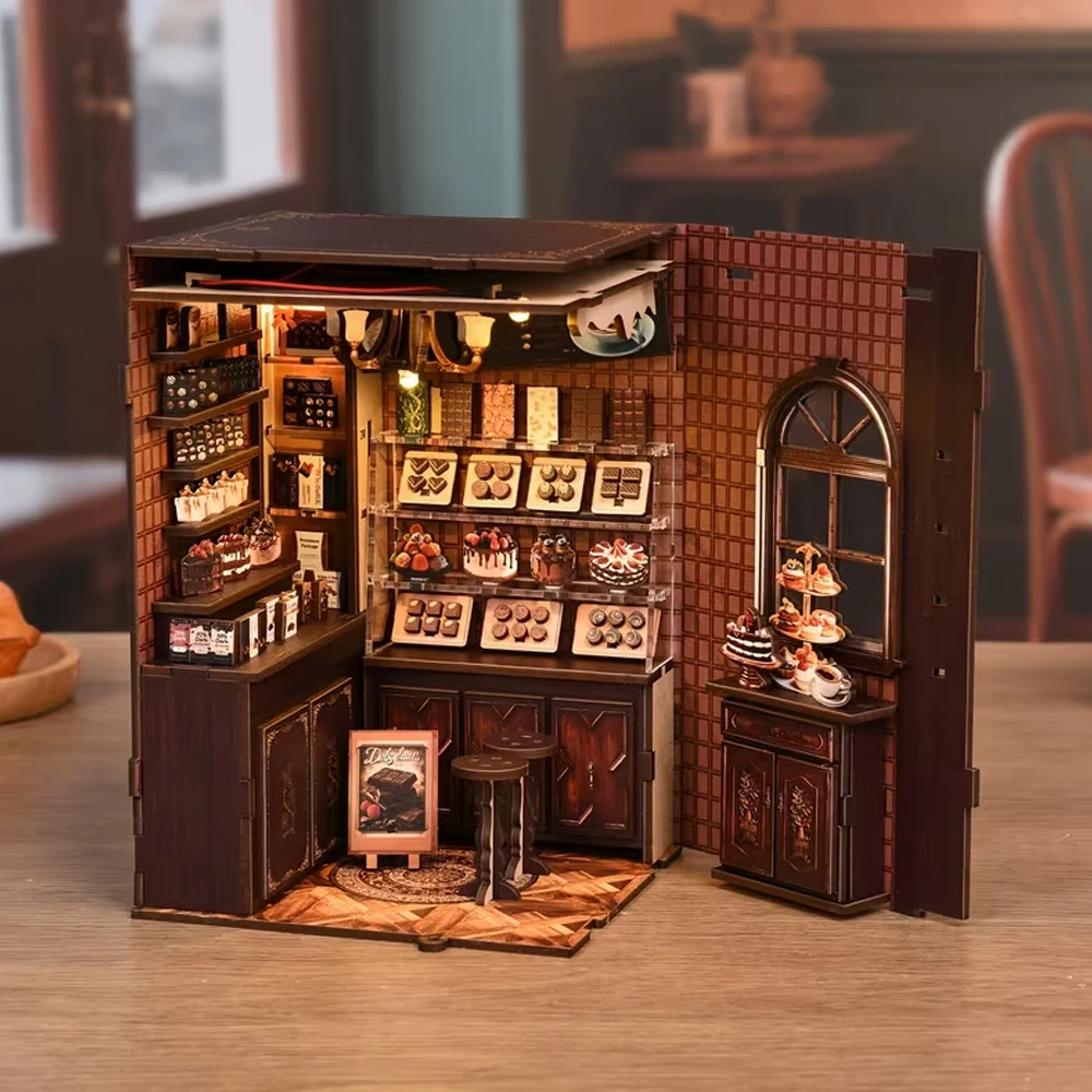 DIY Book Nook Kit Sweet Chapter Stand Ornament Realistic Dessert Dollhouse Bookends