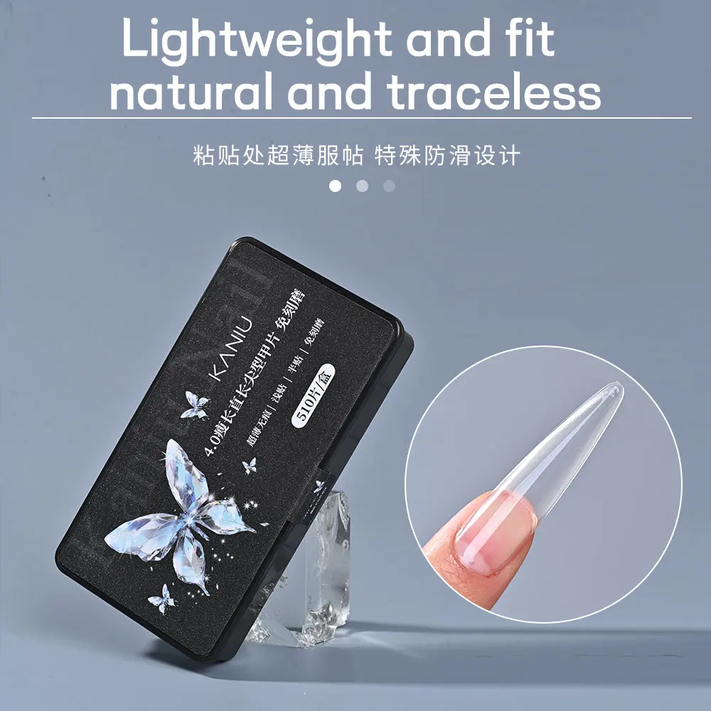 

510pcs Skinny straight nail art Transparent trapezoid Stiletto Shape Acrylic Gel DIY Manicure Fake Nail art sheet