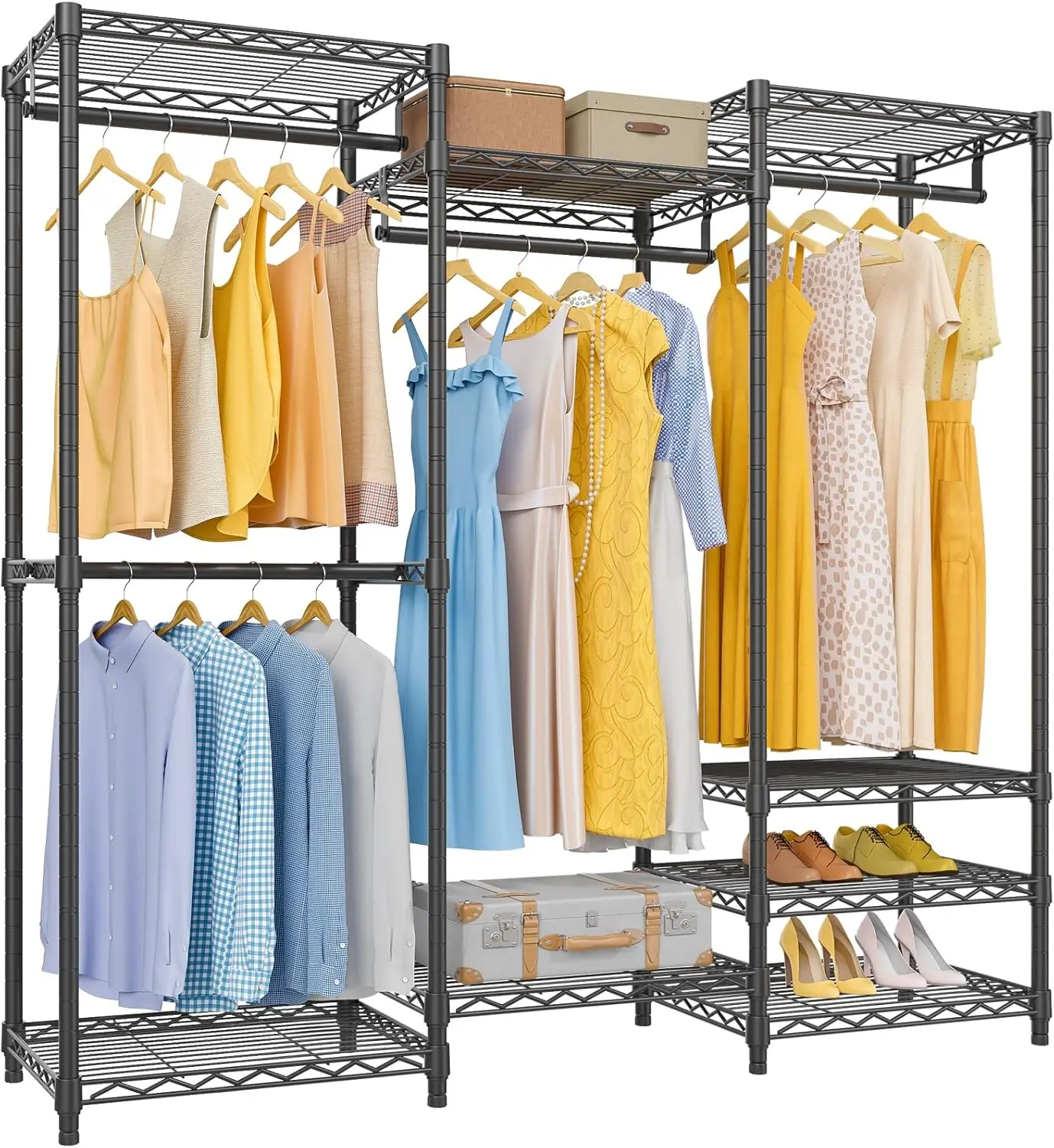 VIPEK V5 Medium Portable Closet Wardrobe Heavy Duty Clothes Rack, Freestanding Closet Metal Clothing Rack with 4 Hang Rods