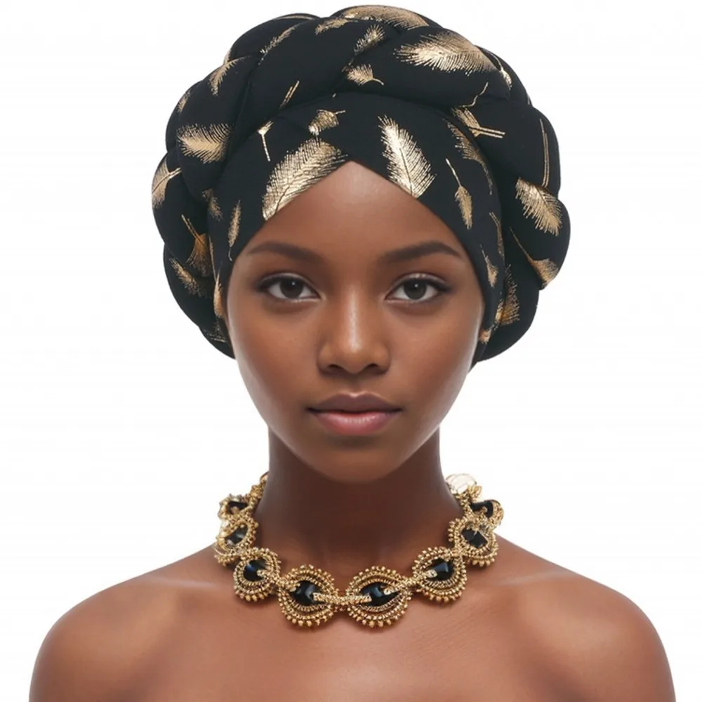 

New African Auto Gele Headtie Nigerian Wedding Gele Muslim Turban Cap Arab India Hat Female Head Wraps Turbante Mujer